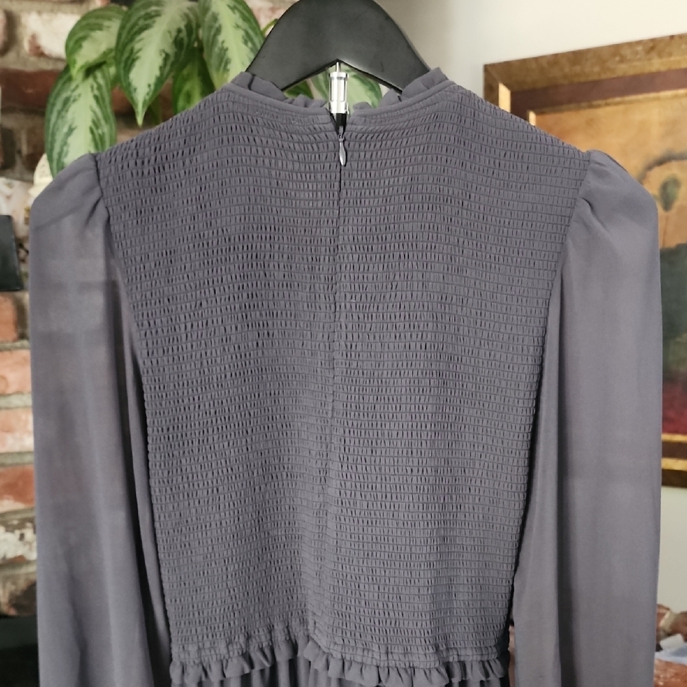 Wilfred Aritzia Charcoal Long Sleeve Tiered Midi Dress Medium - Picture 6 of 16